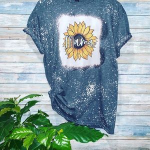 Bleached Sublimation Sunflower Mama Shirt